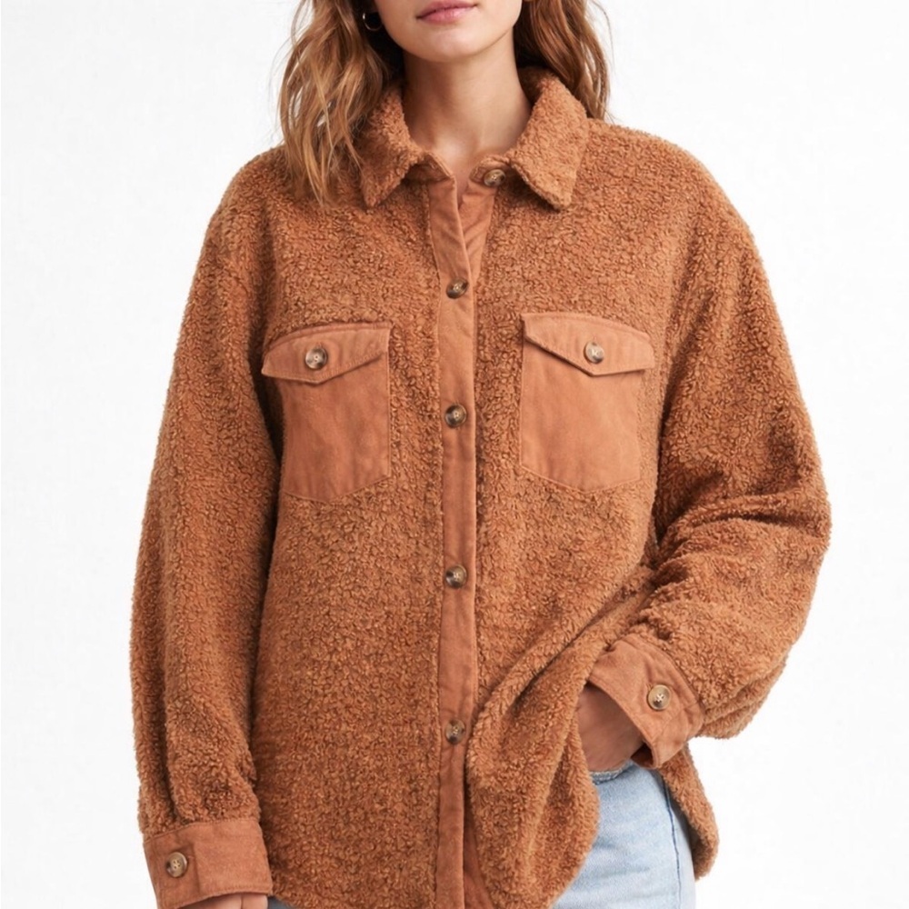 TALULAH Camel Sherpa Jacket Size S